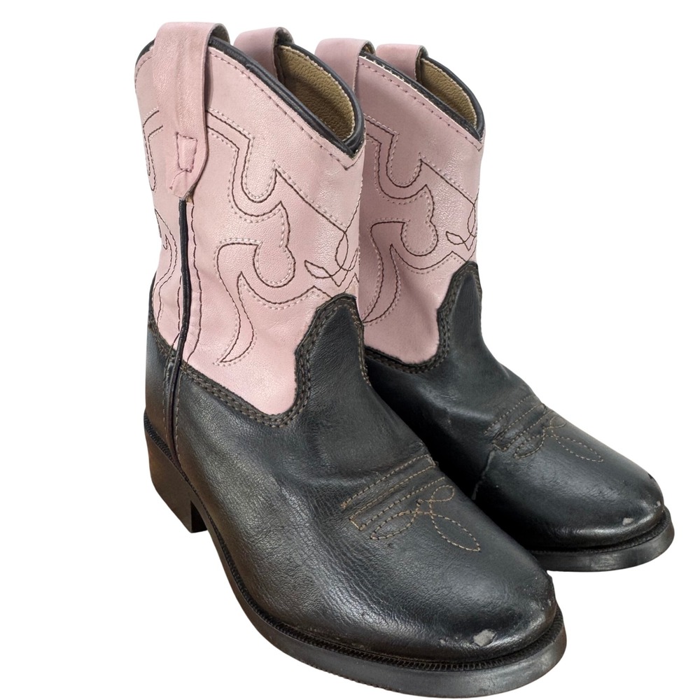 Smoky Mountain Kids 1574T Black Pink Cowboy Western Boots Size R Youth Girls